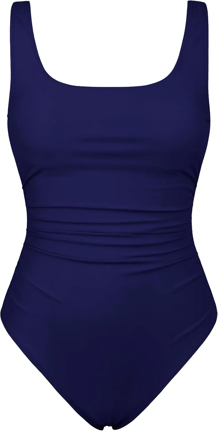 Firpearl Underwire Swimsuits for Women Ruched Tummy Control Long Torso One Piece Bathing Suits Push Up Modest Swimwear