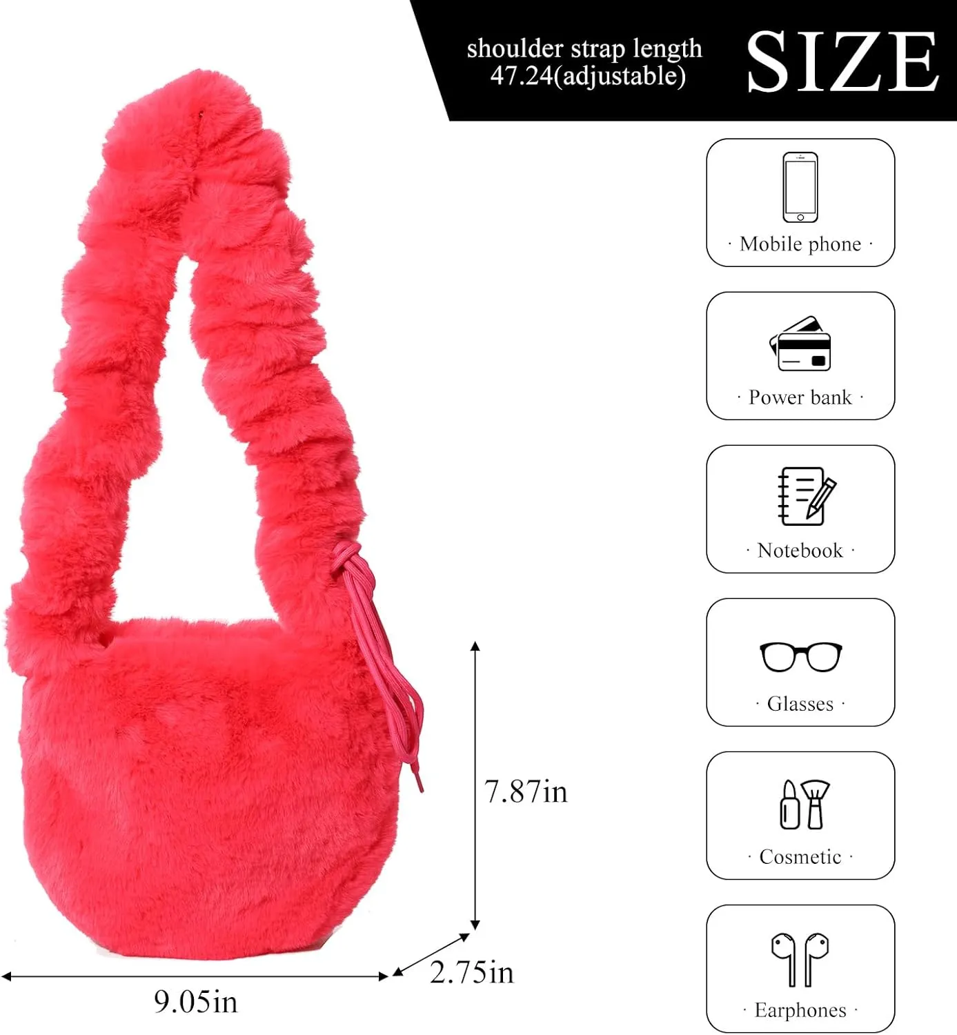 Fluffy Shoulder Bag, Winter Furry Tote Bag Faux Fur Purse Cloud Bag Fuzzy Handbags for Women