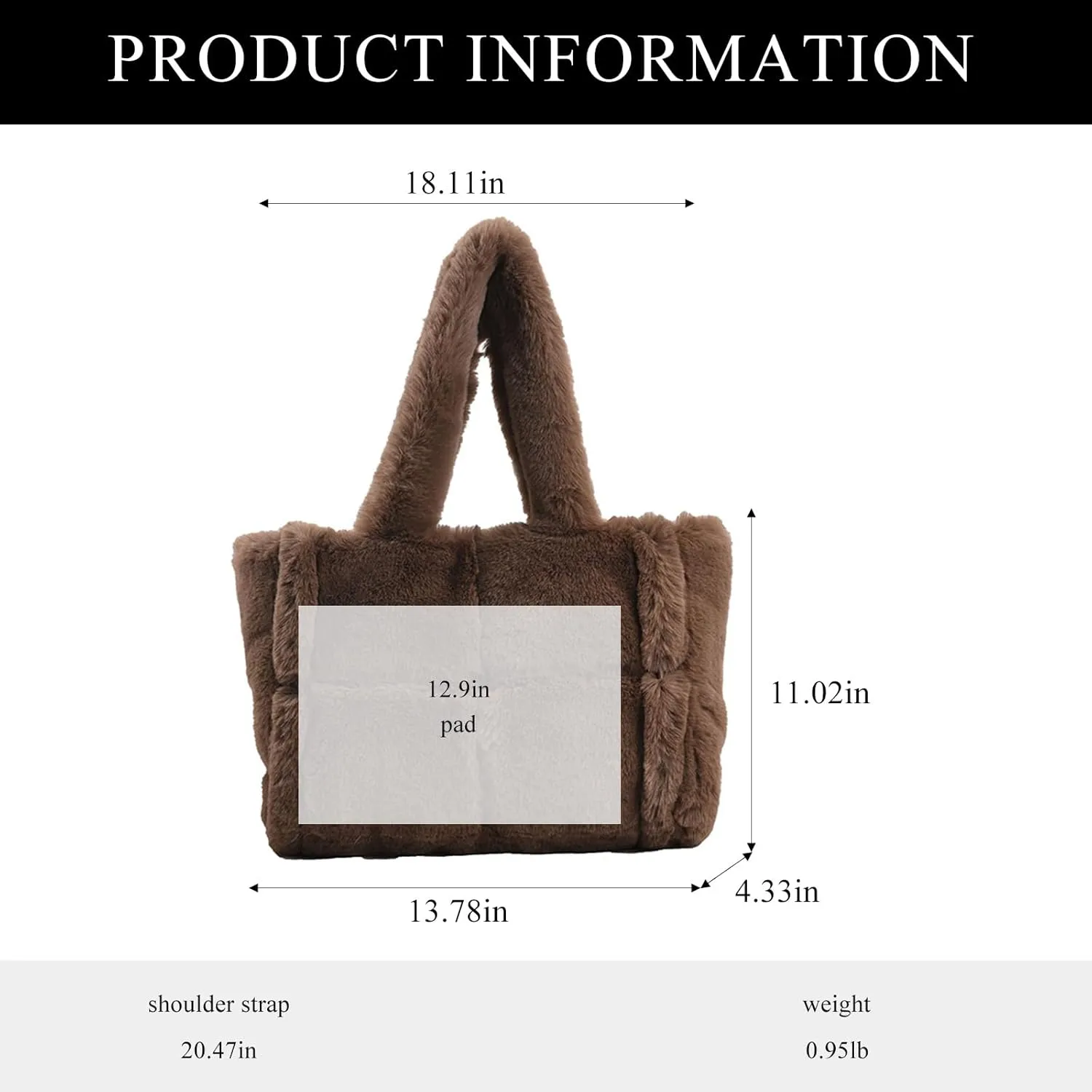 Fluffy Tote Bags Winter Furry Purse for Women Y2K Faux Fur Bag Fuzzy Shoulder Handbag