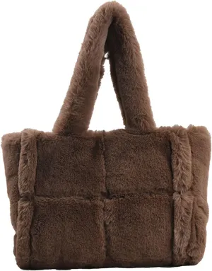Fluffy Tote Bags Winter Furry Purse for Women Y2K Faux Fur Bag Fuzzy Shoulder Handbag