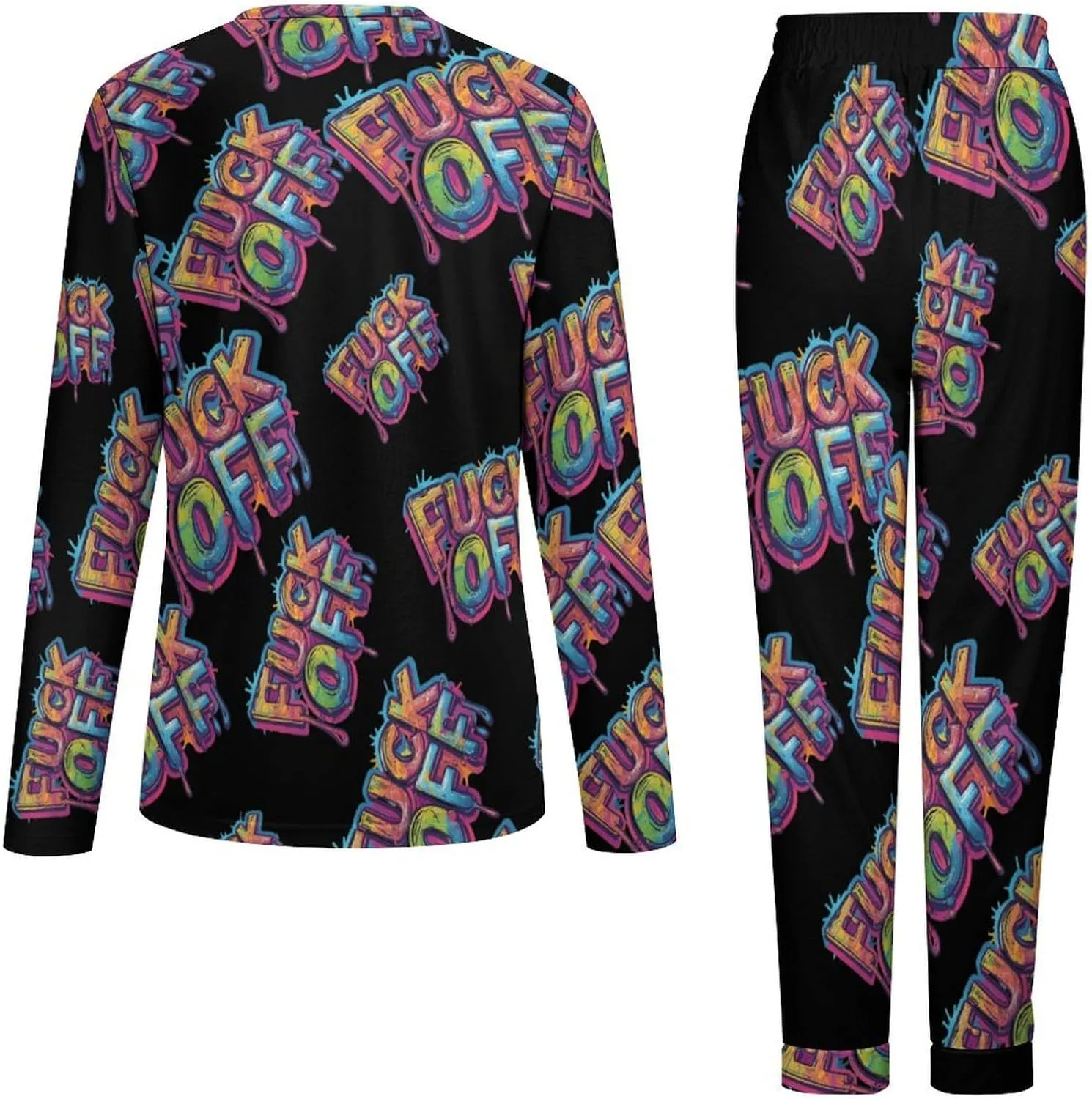 Fuck Off Women's Pajama Set Long Sleeve Sleepwear Soft Nightwear Pjs Sets Loungewear with Pockets