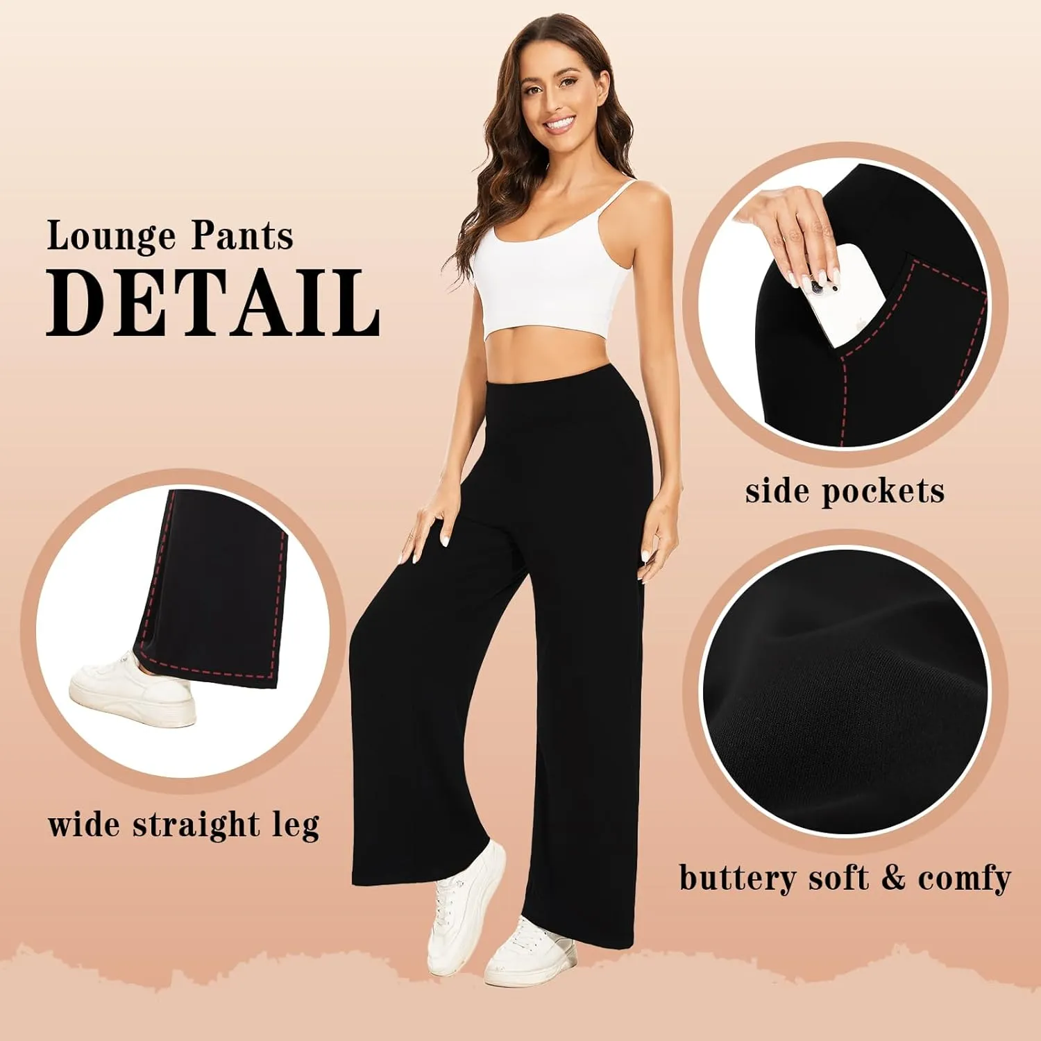 FULLSOFT 3 Pack Women's Wide Leg Yoga Pants Comfy Loose Sweatpants High Waisted Lounge Casual Pants with Pockets