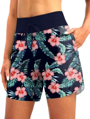 G Gradual Women's 7" Quick Dry High Waisted Swim Board Shorts with Zipper Pockets UPF 50  Beach Shorts for Women with Liner