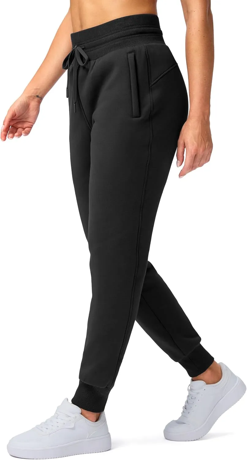 G Gradual Women's Sherpa Fleece Lined Pants with Zipper Pockets Winter Warm Joggers High Waisted Fleece Sweatpants