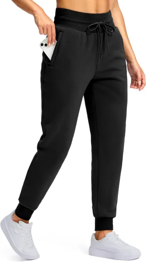 G Gradual Women's Sherpa Fleece Lined Pants with Zipper Pockets Winter Warm Joggers High Waisted Fleece Sweatpants