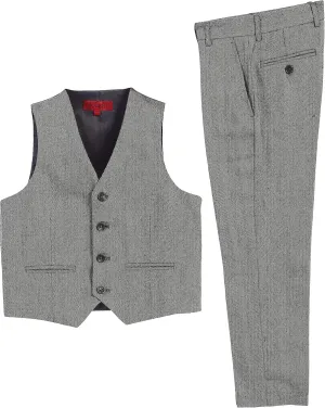 Gioberti Kids and Boys 2 Piece Tweed Plaid Vest and Pants Set