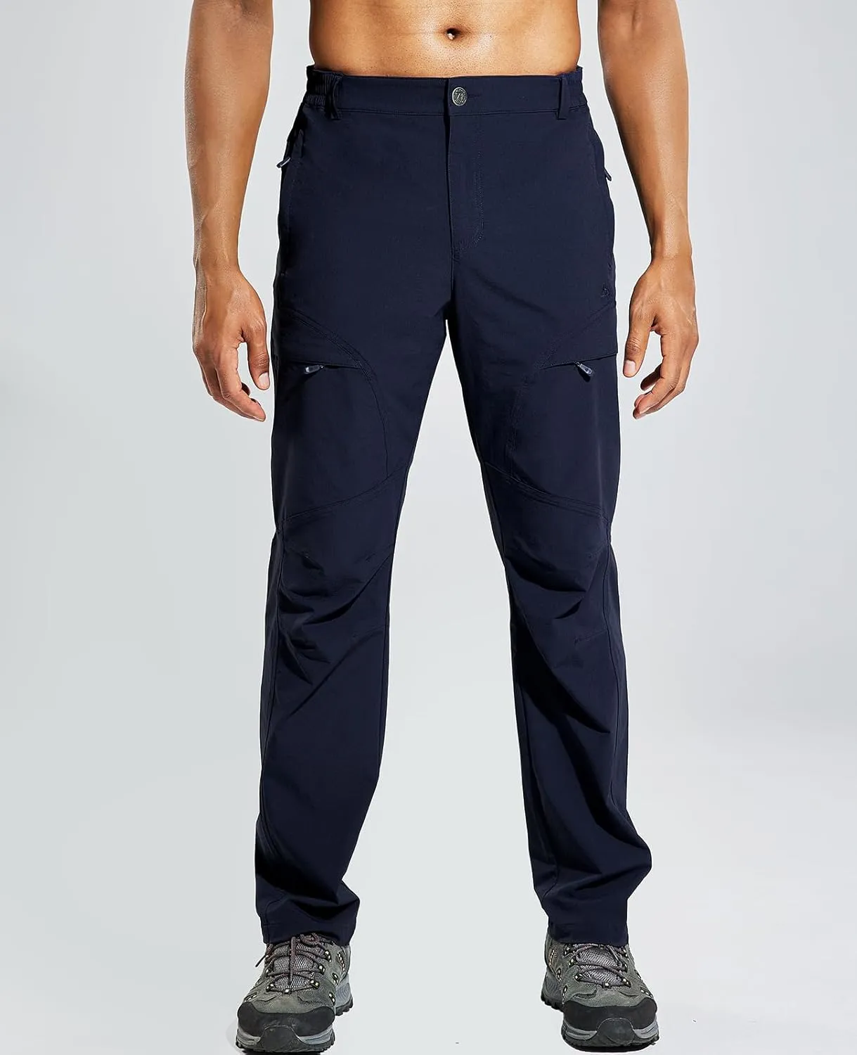Haimont Men's Hiking Pants with 6 Zip Pockets Nylon Quick Dry Lightweight Outdoor Travel Cargo Pants, Water Resistant