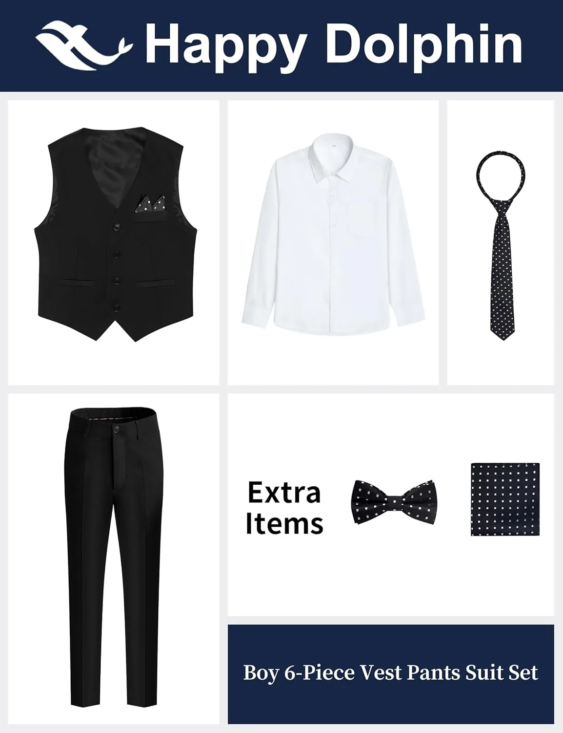 Happy Dolphin Boys Suits Formal Vest Suit Toddler Suit Set for Teen Boys Kids Wedding Ring Bearer Outfit