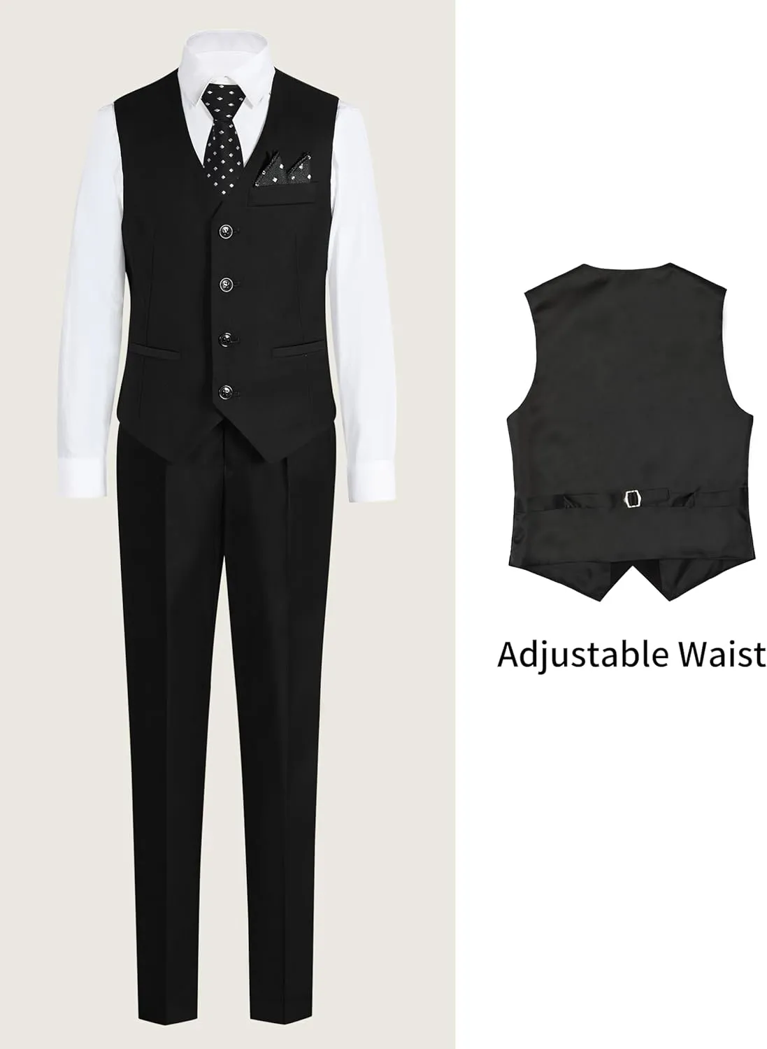Happy Dolphin Boys Suits Formal Vest Suit Toddler Suit Set for Teen Boys Kids Wedding Ring Bearer Outfit