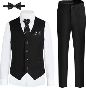 Happy Dolphin Boys Suits Formal Vest Suit Toddler Suit Set for Teen Boys Kids Wedding Ring Bearer Outfit