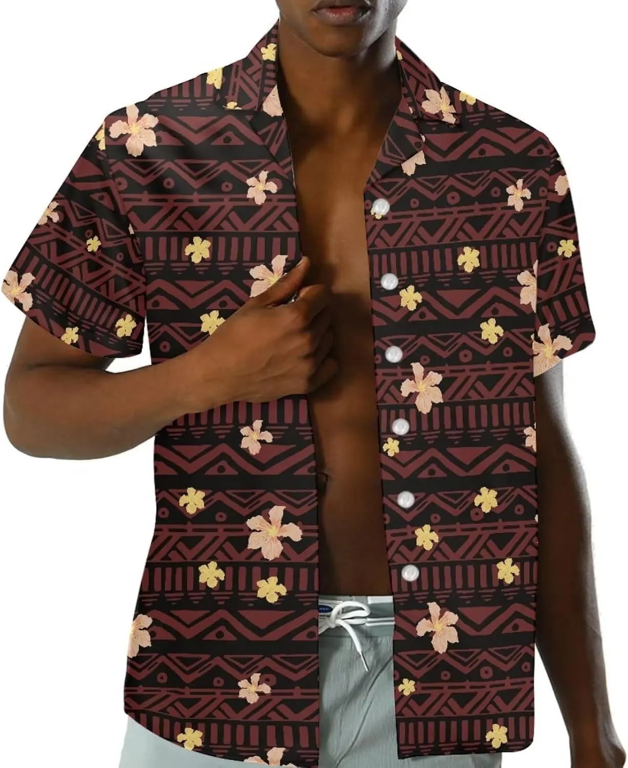 Hawaiian Dresses for Couples Polynesian Puletasi Samoan Traditional Dress with Shirt Pareo Sarong Lavalava Set