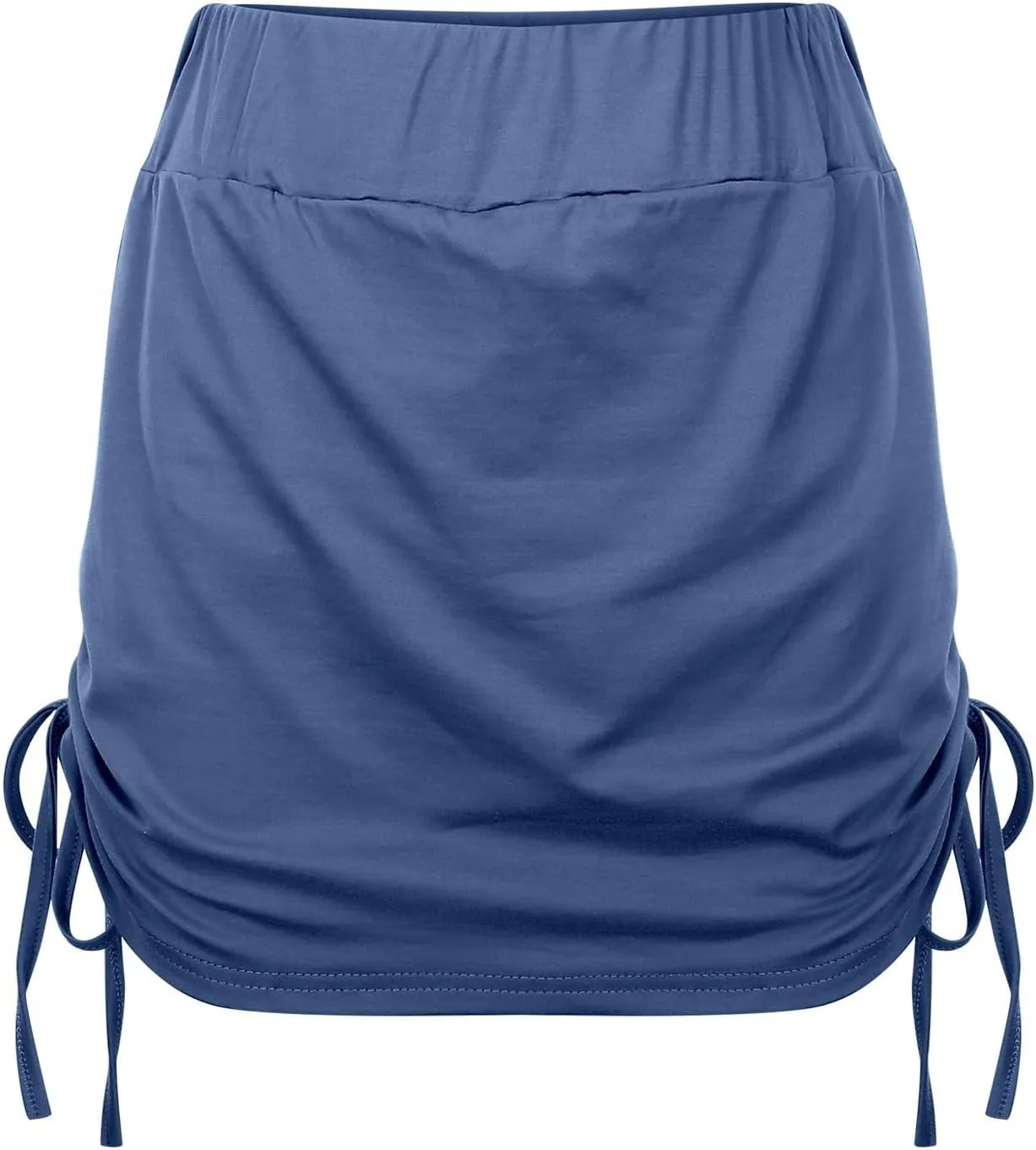 High Waisted Mini Skirts for Women Ruched Swim Skirt with Shorts Adjustable Tie Side Drawstring Swimsuit Bottom