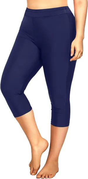 Holipick Plus Size Swim Pants for Women Swim Capris High Waisted Swim Leggings UPF 50  Long Swim Shorts