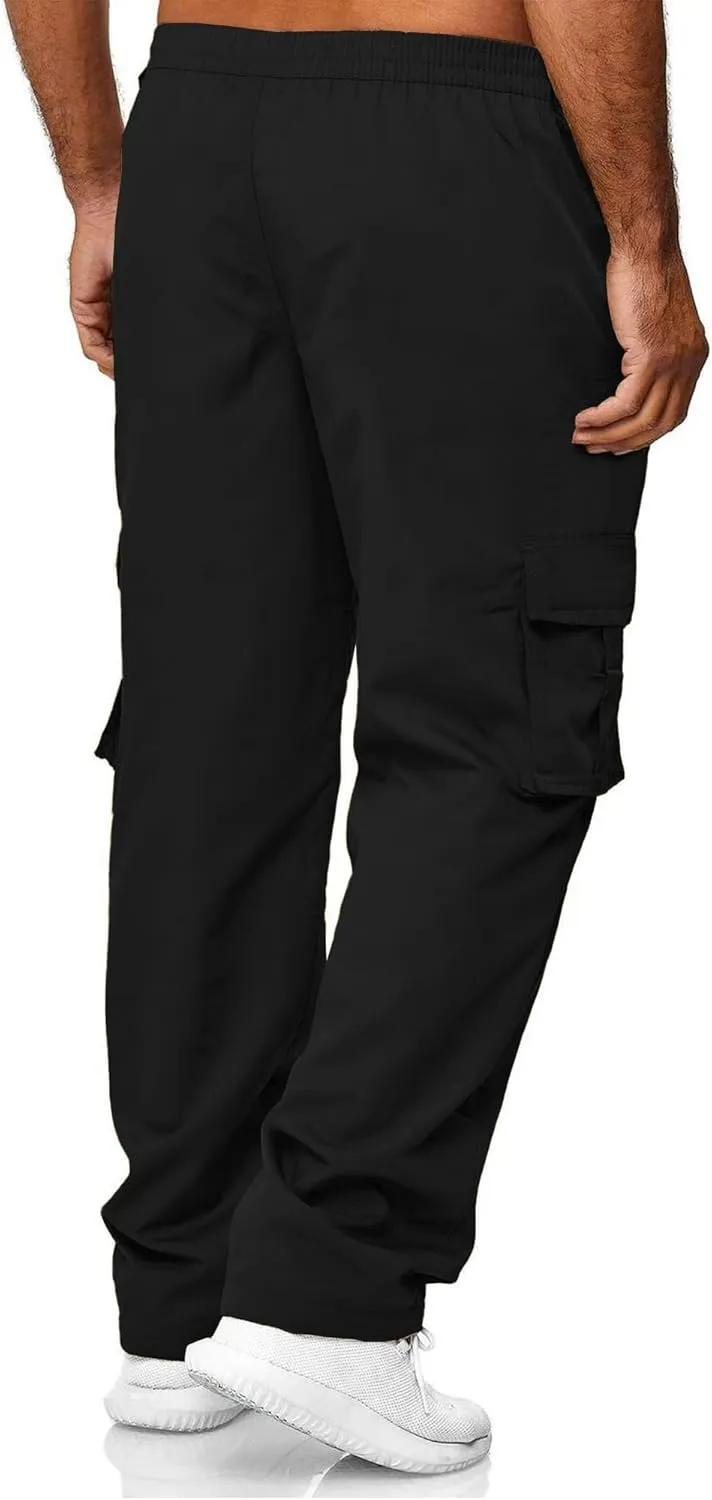 HOTake Men's Casual Cargo Sweatpants Waist Drawstring Joggers Hiking Tactical Pants for Men with Pockets