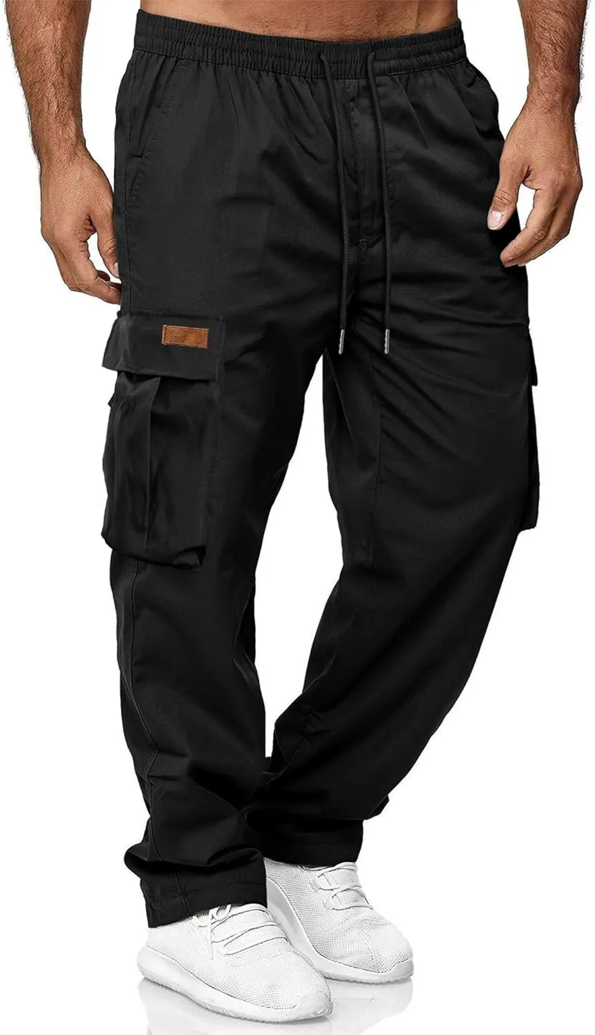 HOTake Men's Casual Cargo Sweatpants Waist Drawstring Joggers Hiking Tactical Pants for Men with Pockets