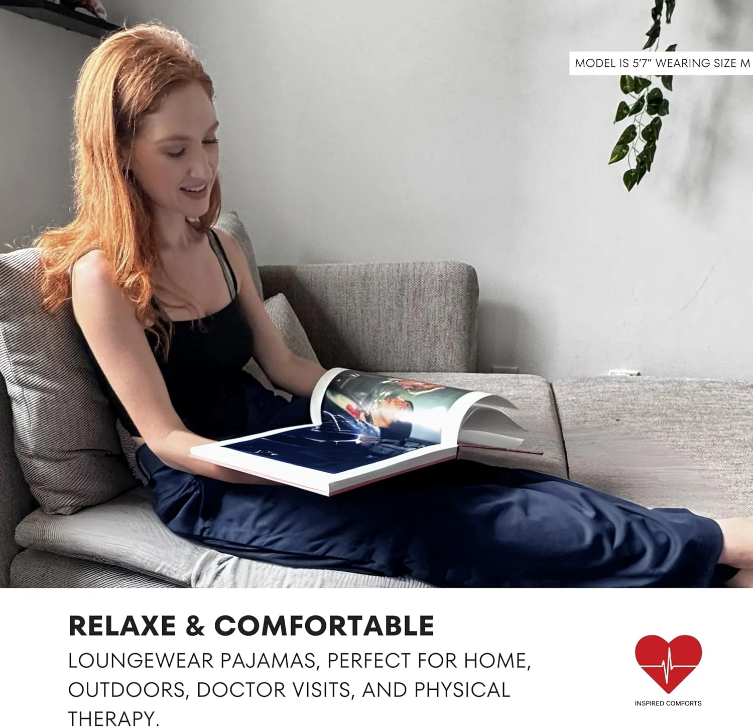Inspired Comforts Women Tearaway Post Surgery Recovery Pajama Pants with Side Snaps & Pockets