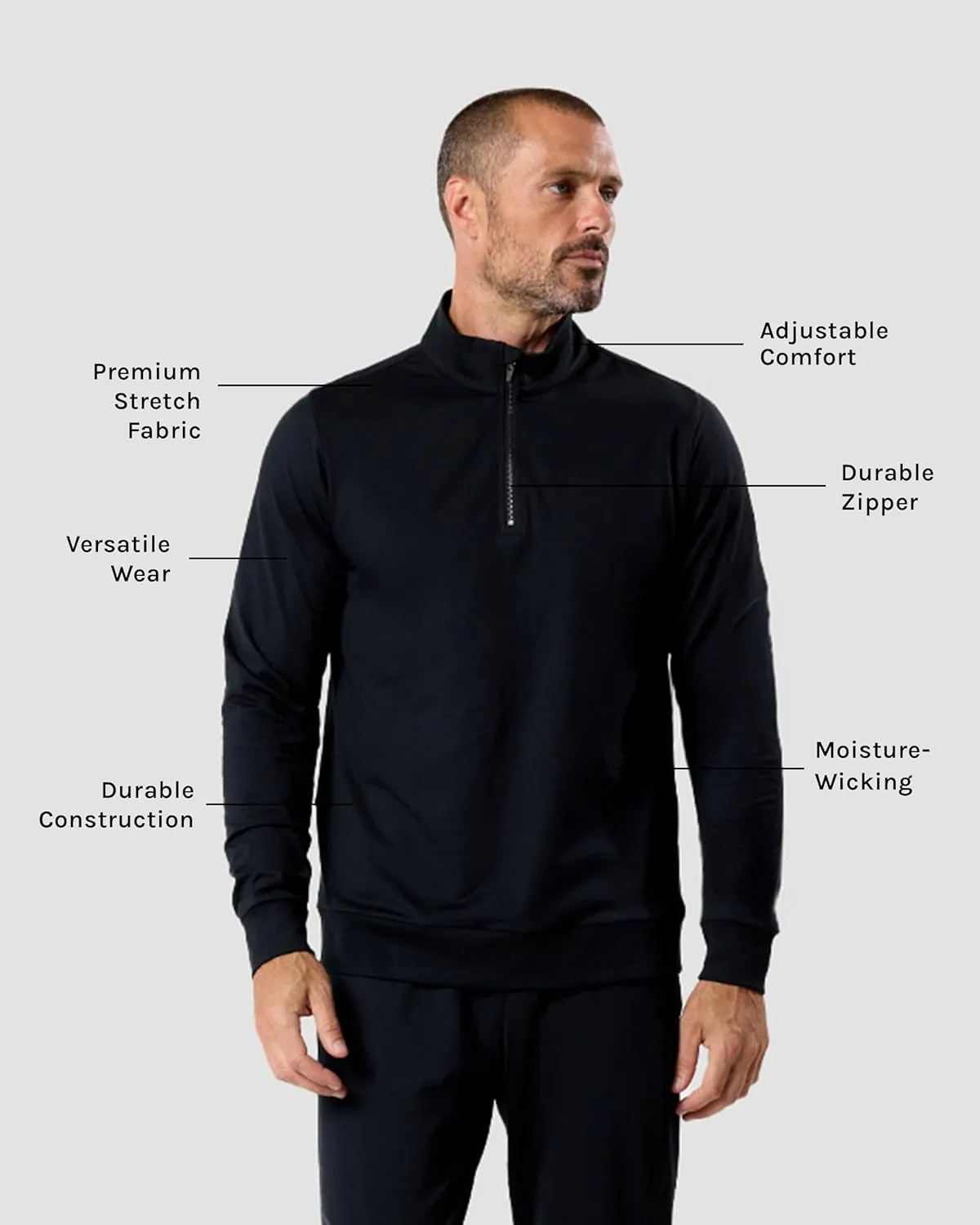INTO THE AM Endeavor Quarter Zip Pullover Men S-4XL Mens 1/4 Zip Golf Sweater Jacket