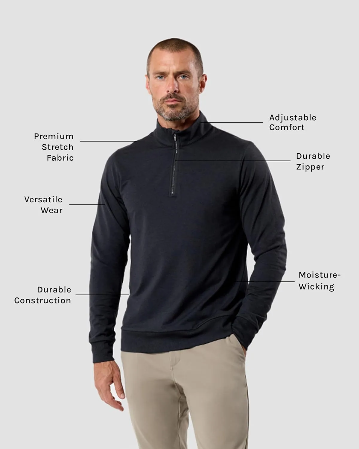INTO THE AM Endeavor Quarter Zip Pullover Men S-4XL Mens 1/4 Zip Golf Sweater Jacket