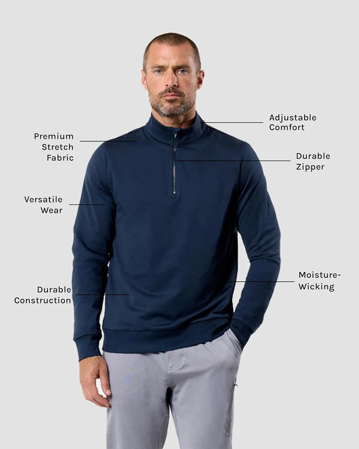 INTO THE AM Endeavor Quarter Zip Pullover Men S-4XL Mens 1/4 Zip Golf Sweater Jacket