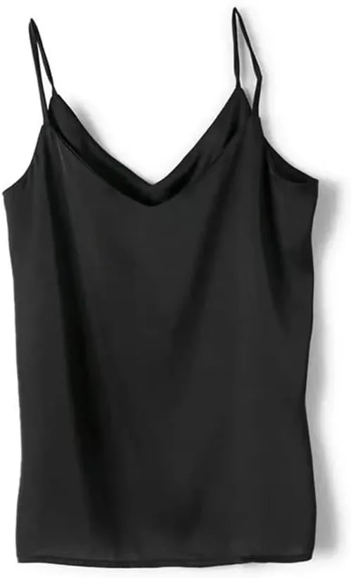 JSEIAJB Women Camisole Fashion Strap Top Halter V Neck Basic Sleeveless Satin Silk Tank Tops Women's Spring(X-Lcode)