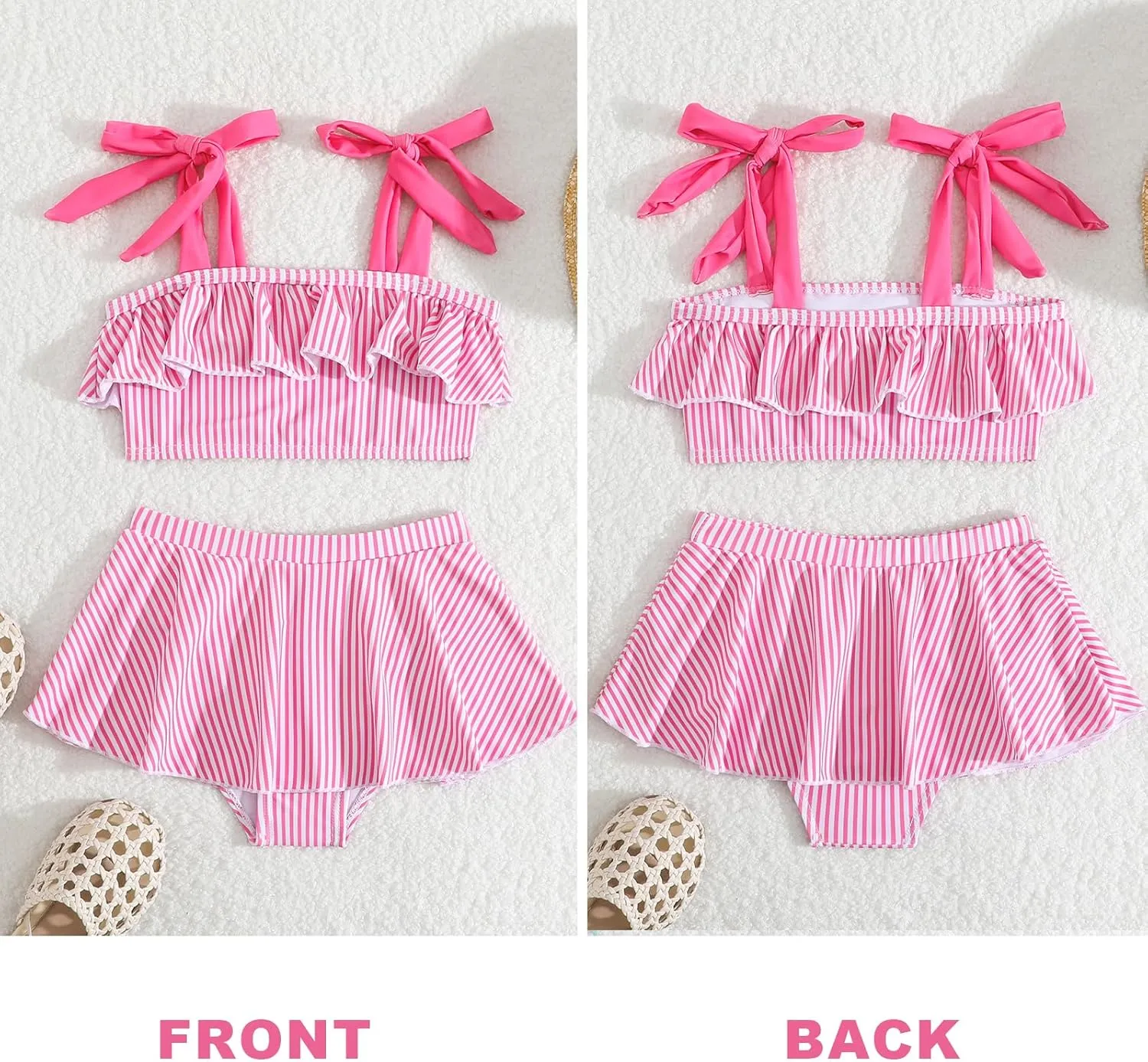 Little Girls Two Piece Bikini Set Ruffle Stripe Watermelon Summer Beach Bathing Suit Swimsuit 1-5 Years