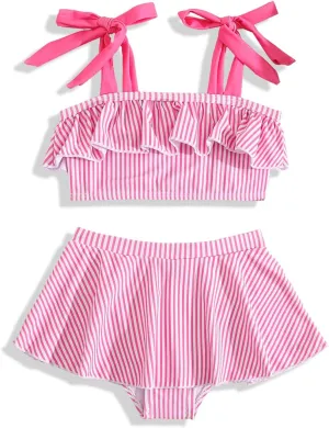 Little Girls Two Piece Bikini Set Ruffle Stripe Watermelon Summer Beach Bathing Suit Swimsuit 1-5 Years