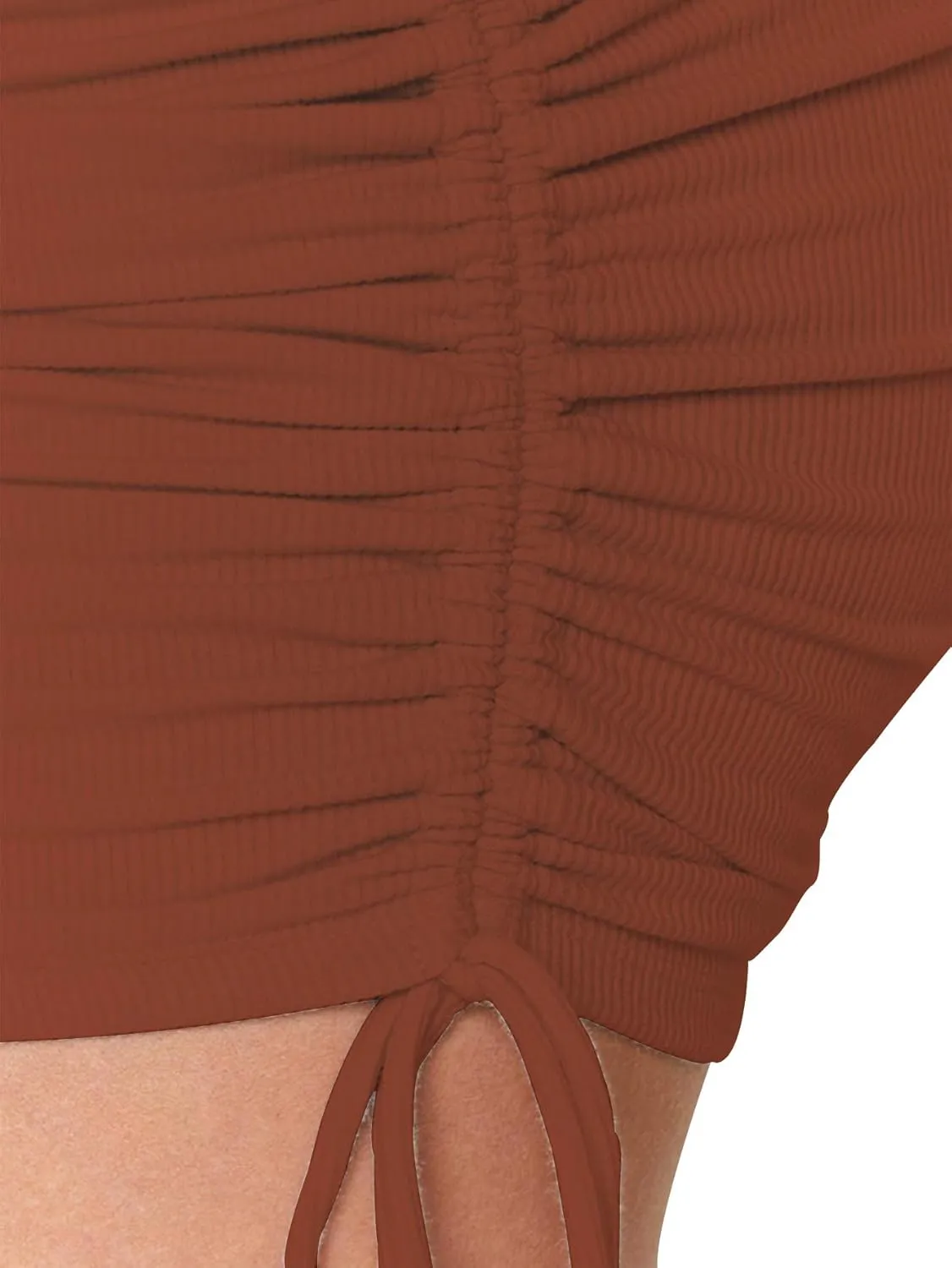 LYANER Women's Ribbed Side Drawstring Ruched Stretchy Mini Pencil Bodycon Short Skirt