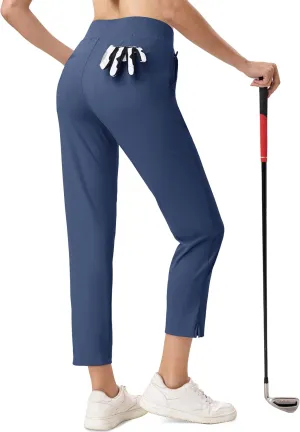 MAGCOMSEN Womens Golf Pants UPF 50  High Waisted Stretch 7/8 Ankle Dress Work Casual Slack Summer Travel Pants 5 Pockets