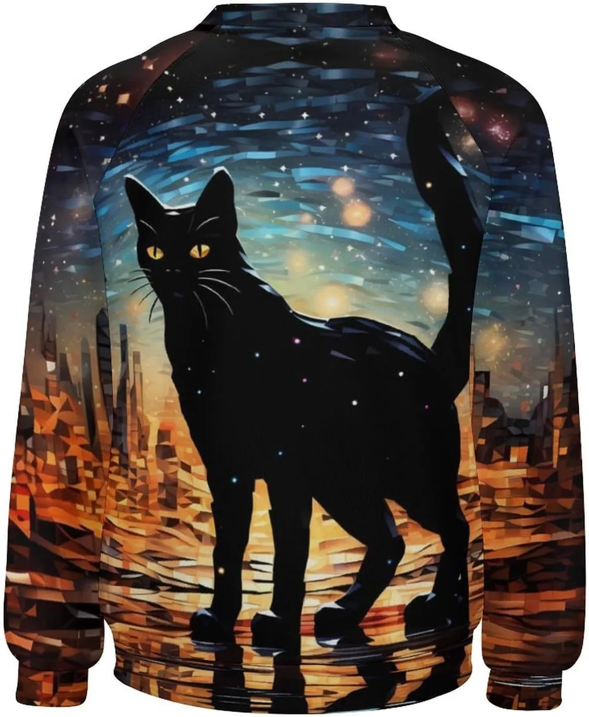 MARSVOVO Cat Sweatshirt for Women Casual Crew Neck Long Sleeve Pullover Tops Country Oil Painting Print Spring Sweatshirt