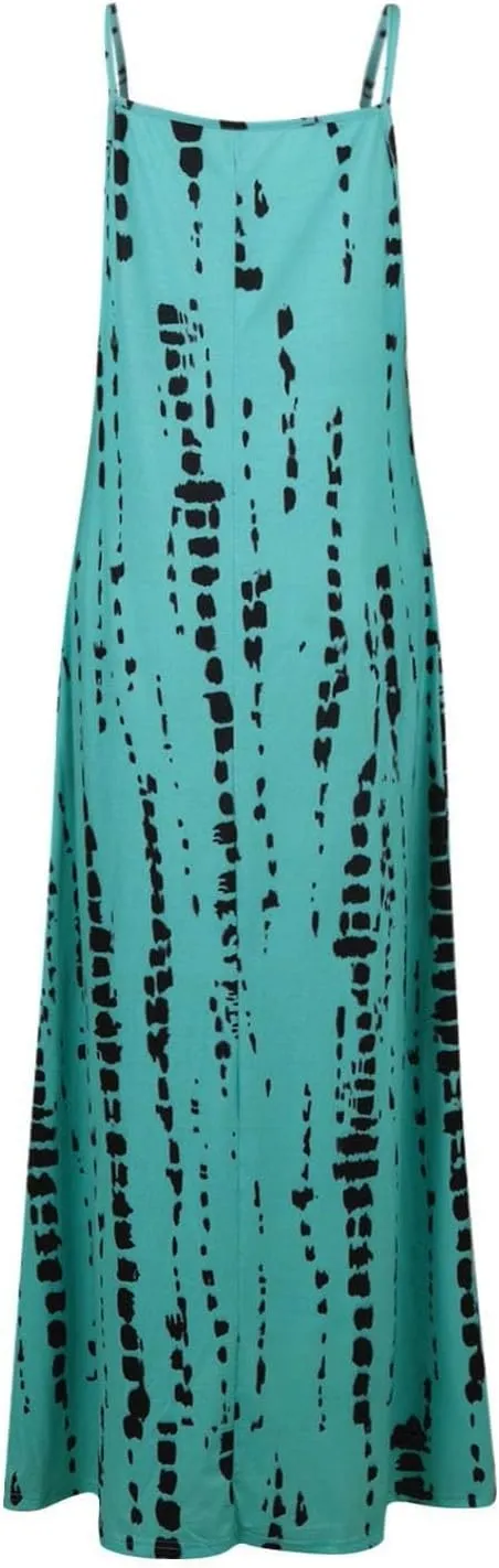 Maxi Dresses for Women,2024 Summer Trendy Floral Print Sling Sundress,Casual V Neck Flowy Ruched Boho Beach Dress