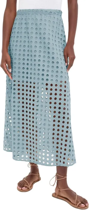Melliflo Women's Eyelet Hollow Out Maxi Skirts Summer High Waisted Beach Skirt Casual Solid Long Skirt with Underneath 2025