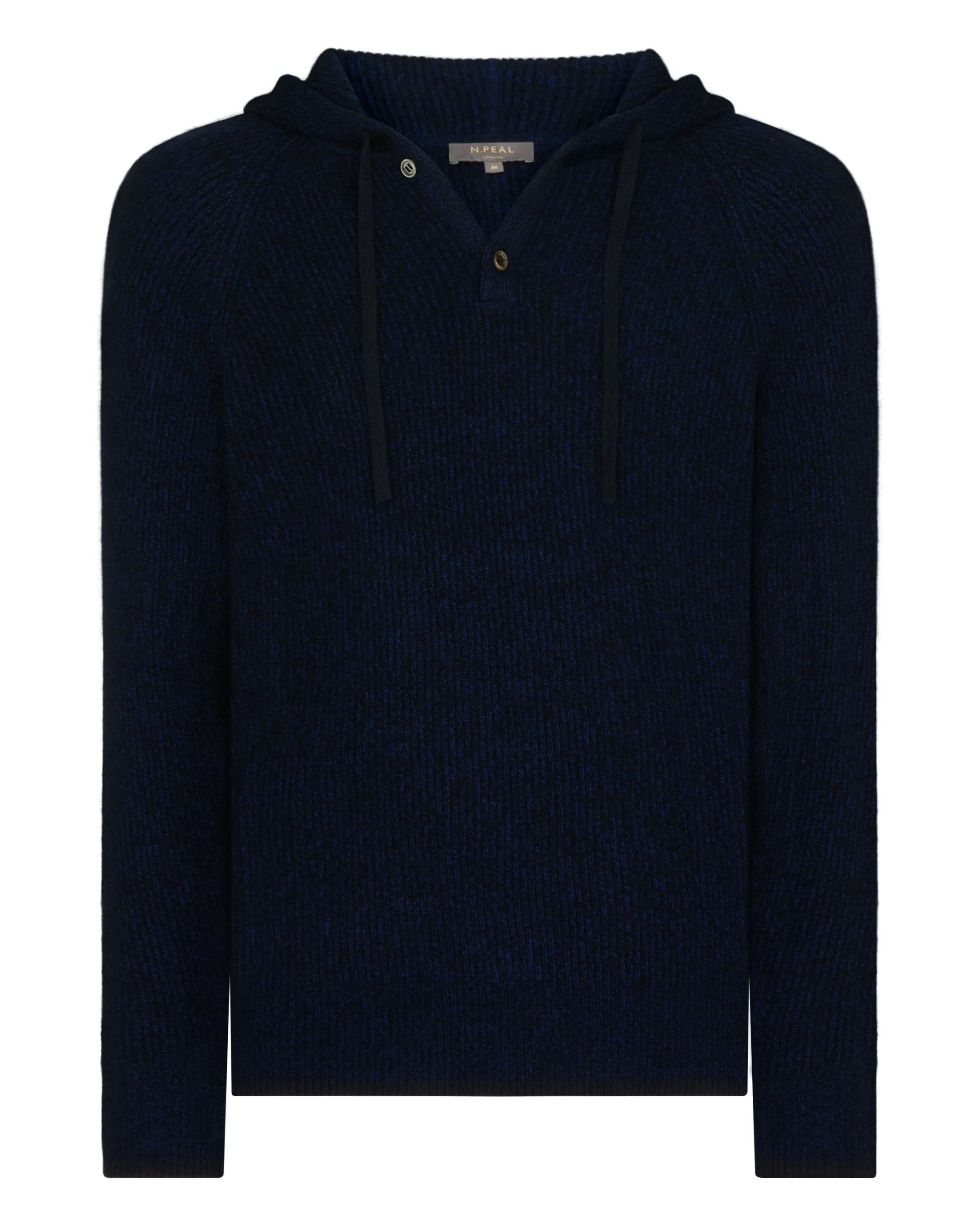 Men's Balham Rib Hooded Cashmere Sweater Navy Blue Melange