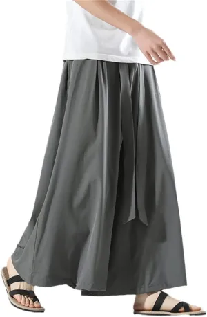 Men's Casual Solid Color Baggy Trousers Chinese Style Harem Pants Elastic Waist Hip Hop Streewear Pants