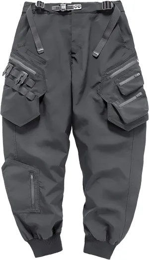 Men's Cyberpunk Buckle Straps Harem Pants with Pockets