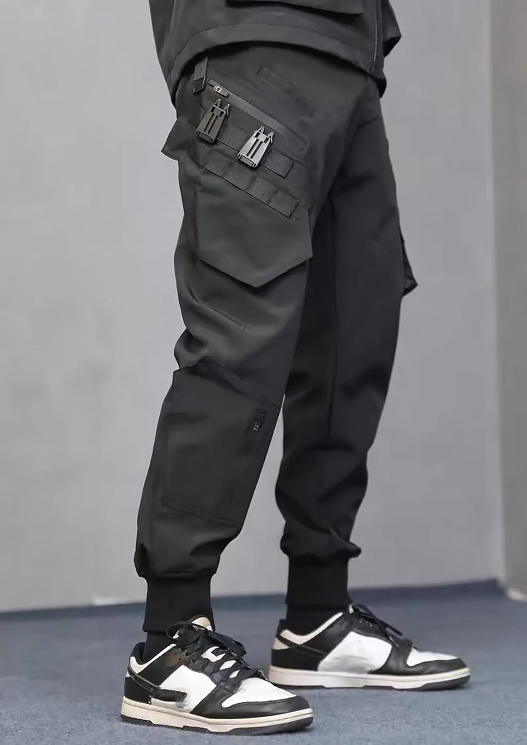 Men's Cyberpunk Buckle Straps Harem Pants with Pockets