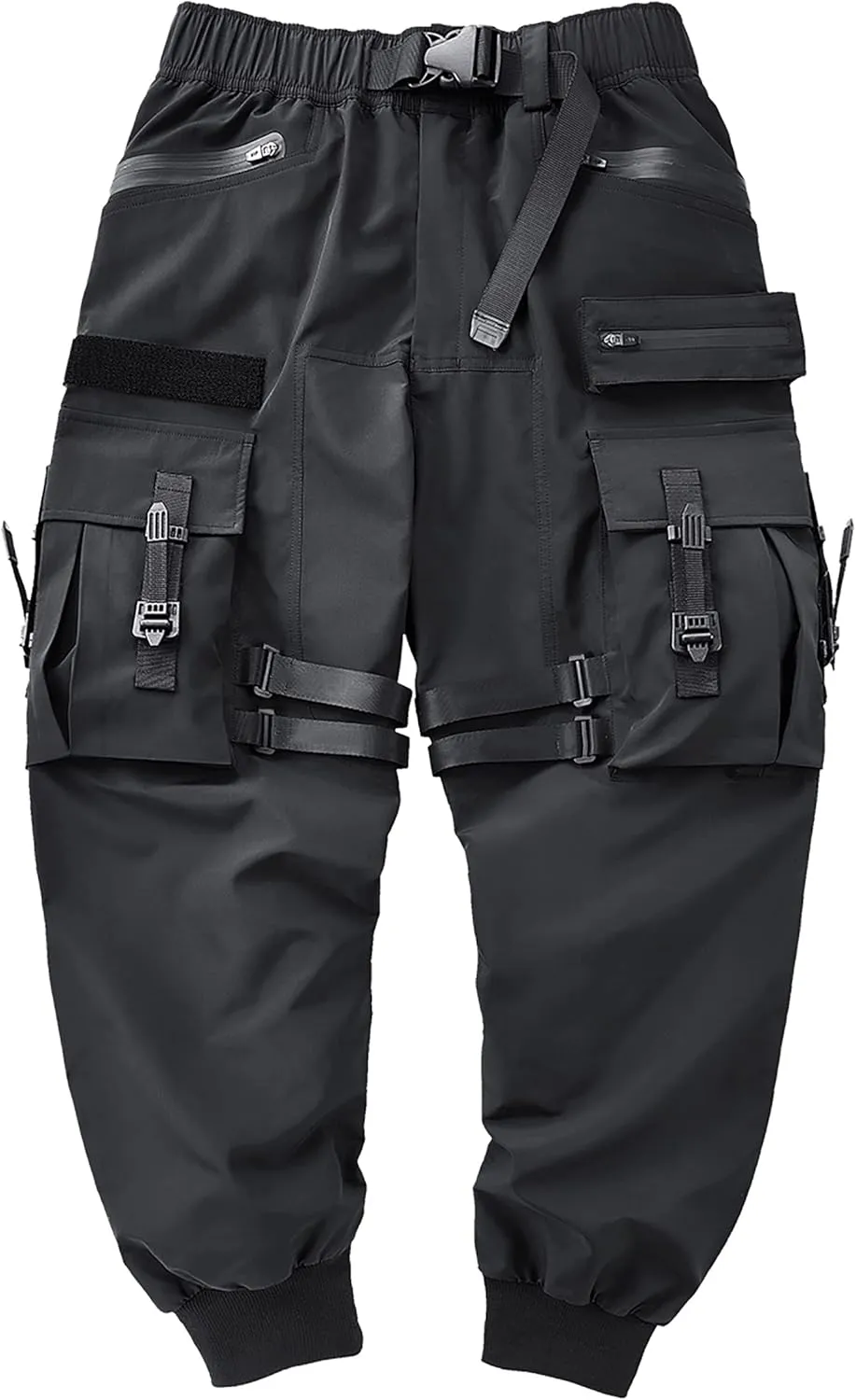 Men's Cyberpunk Buckle Straps Harem Pants with Pockets