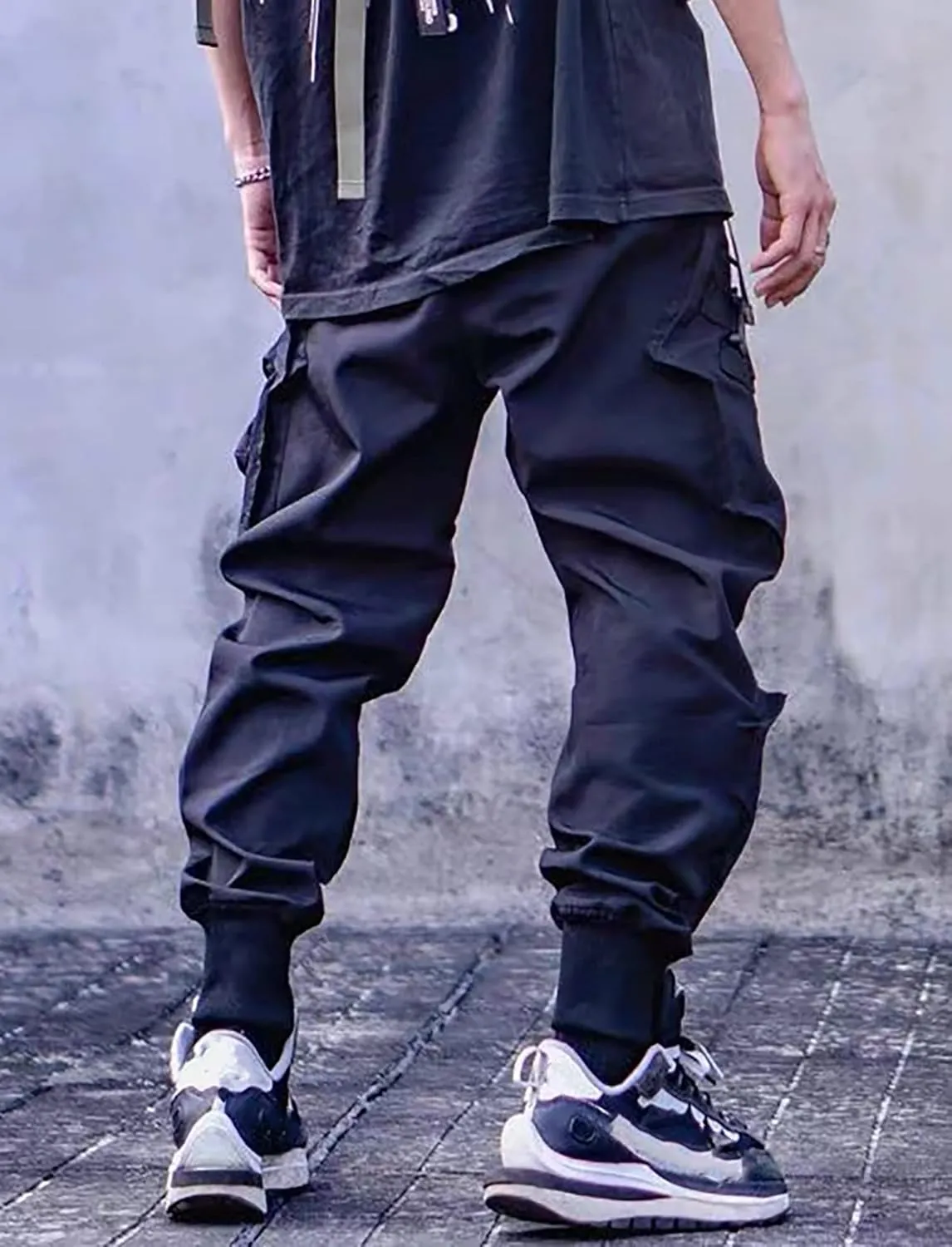 Men's Cyberpunk Buckle Straps Harem Pants with Pockets