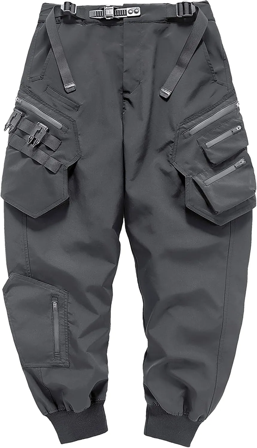 Men's Cyberpunk Buckle Straps Harem Pants with Pockets