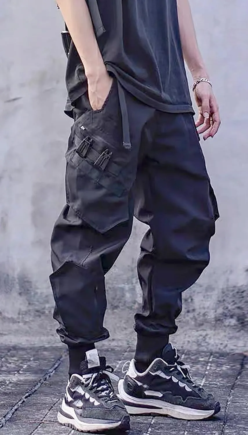 Men's Cyberpunk Buckle Straps Harem Pants with Pockets