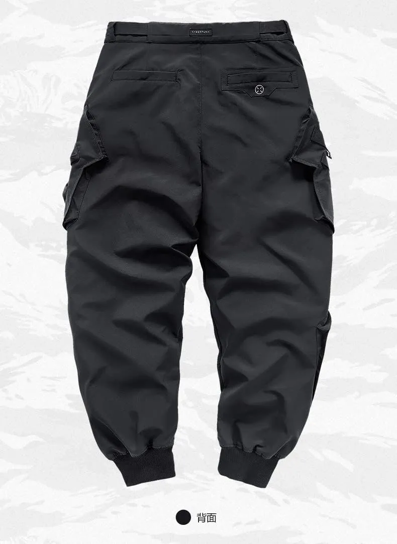 Men's Cyberpunk Buckle Straps Harem Pants with Pockets