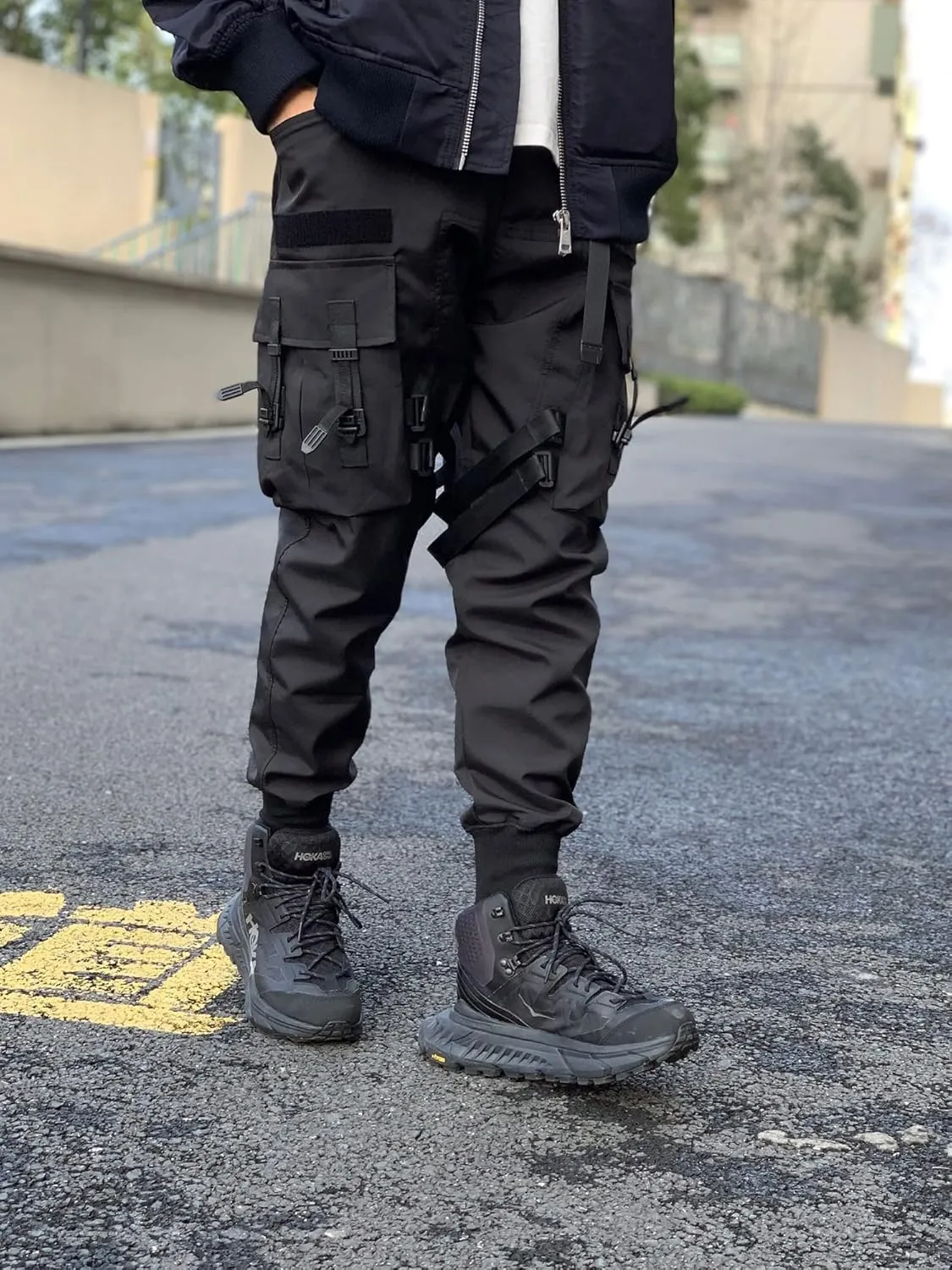 Men's Cyberpunk Buckle Straps Harem Pants with Pockets