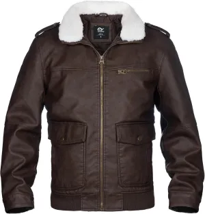 Mens Faux Leather Jacket, Padded Windbreaker, Motorcycle Biker Bomber Coat with Hood