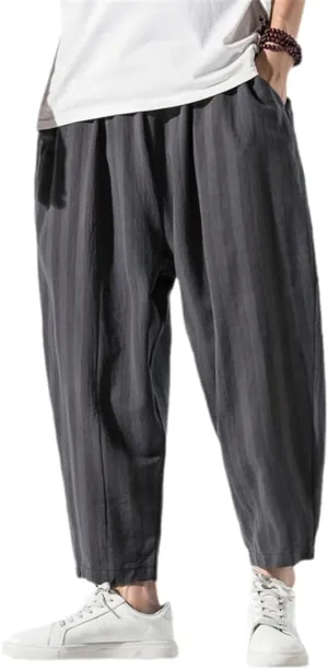 Men's Harem Pants Loose Cropped Trousers Wide Leg Bloomers Baggy Ankle Length Sweatpants