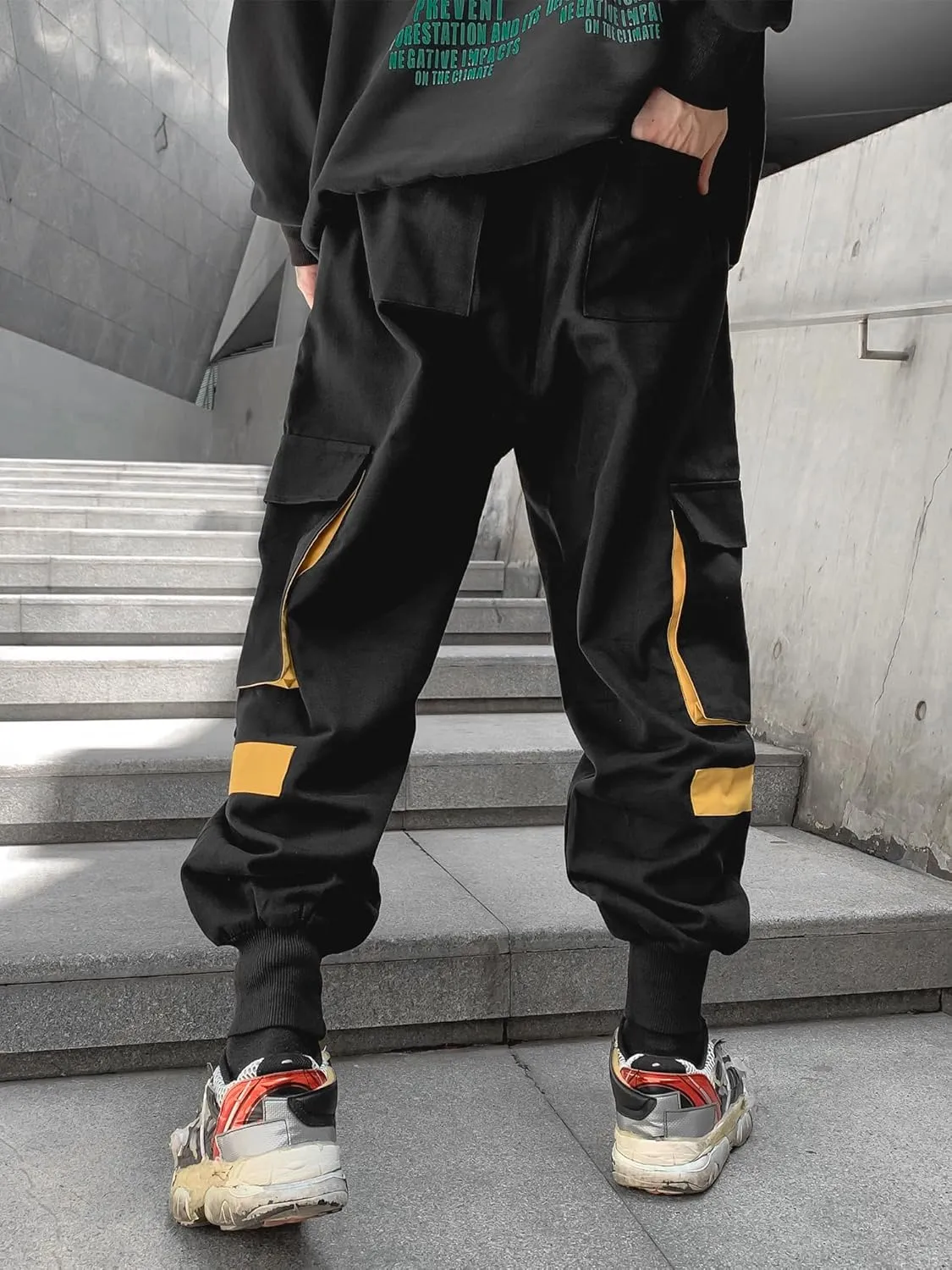Men's Jogger Pants Techwear Hip Hop Harem Pants Streetwear Tactical Track Pants with Drawstring