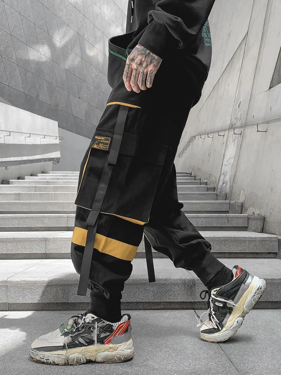 Men's Jogger Pants Techwear Hip Hop Harem Pants Streetwear Tactical Track Pants with Drawstring