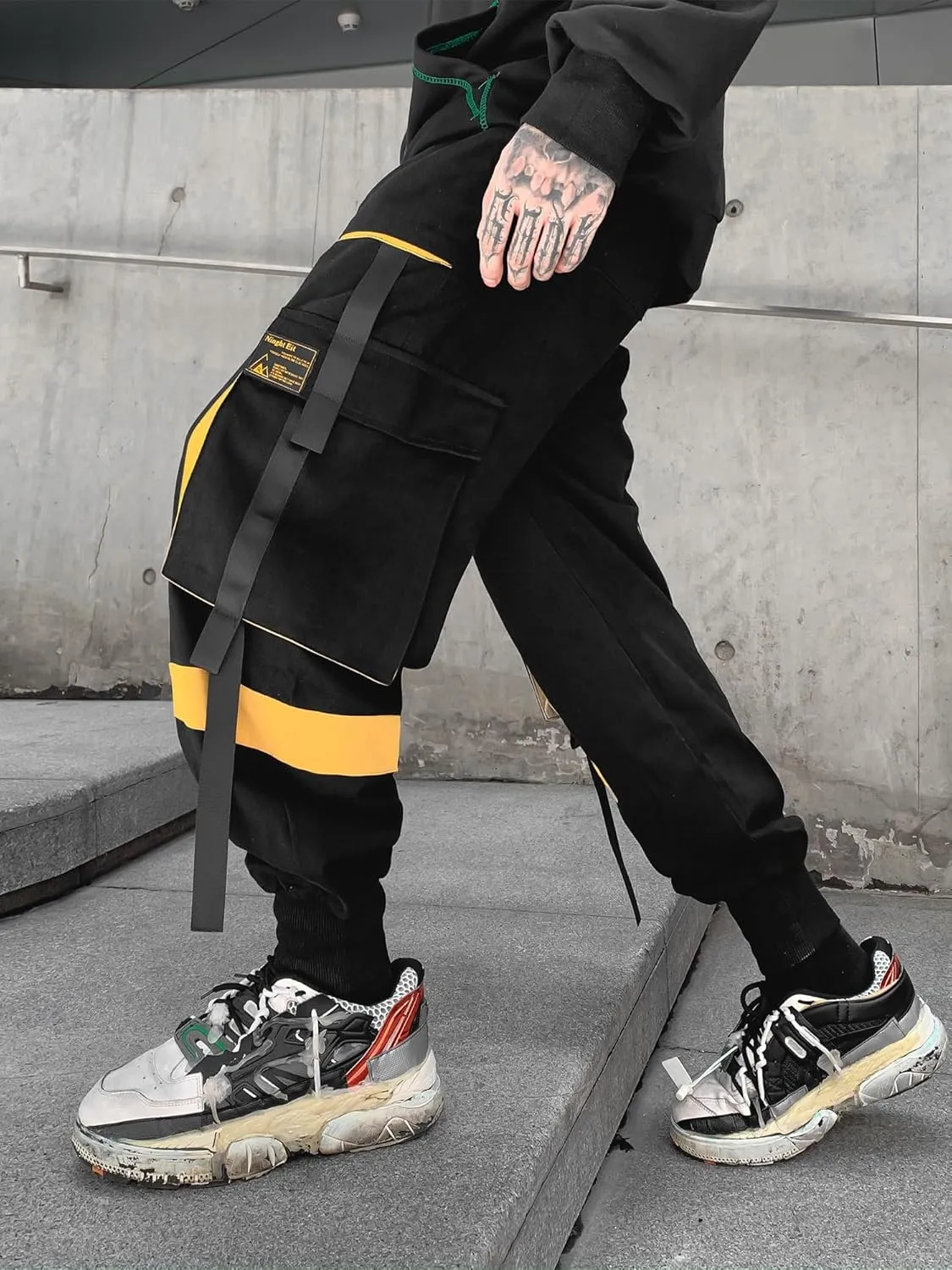 Men's Jogger Pants Techwear Hip Hop Harem Pants Streetwear Tactical Track Pants with Drawstring