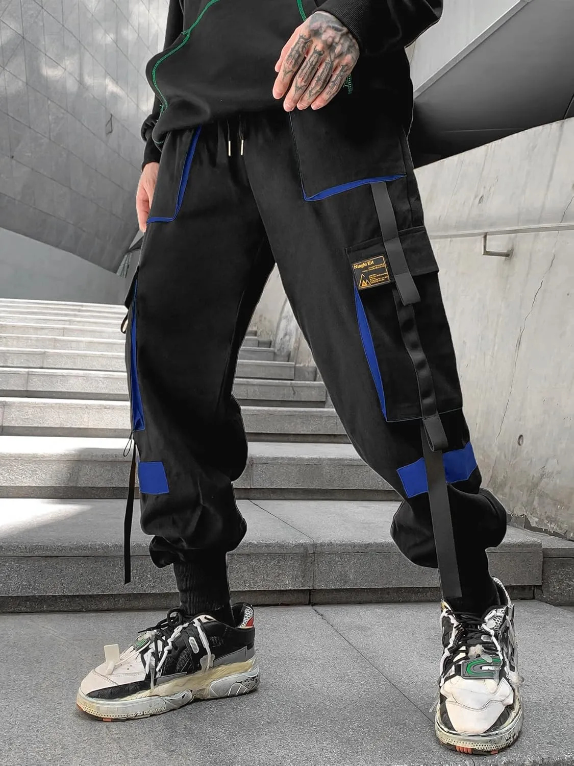 Men's Jogger Pants Techwear Hip Hop Harem Pants Streetwear Tactical Track Pants with Drawstring