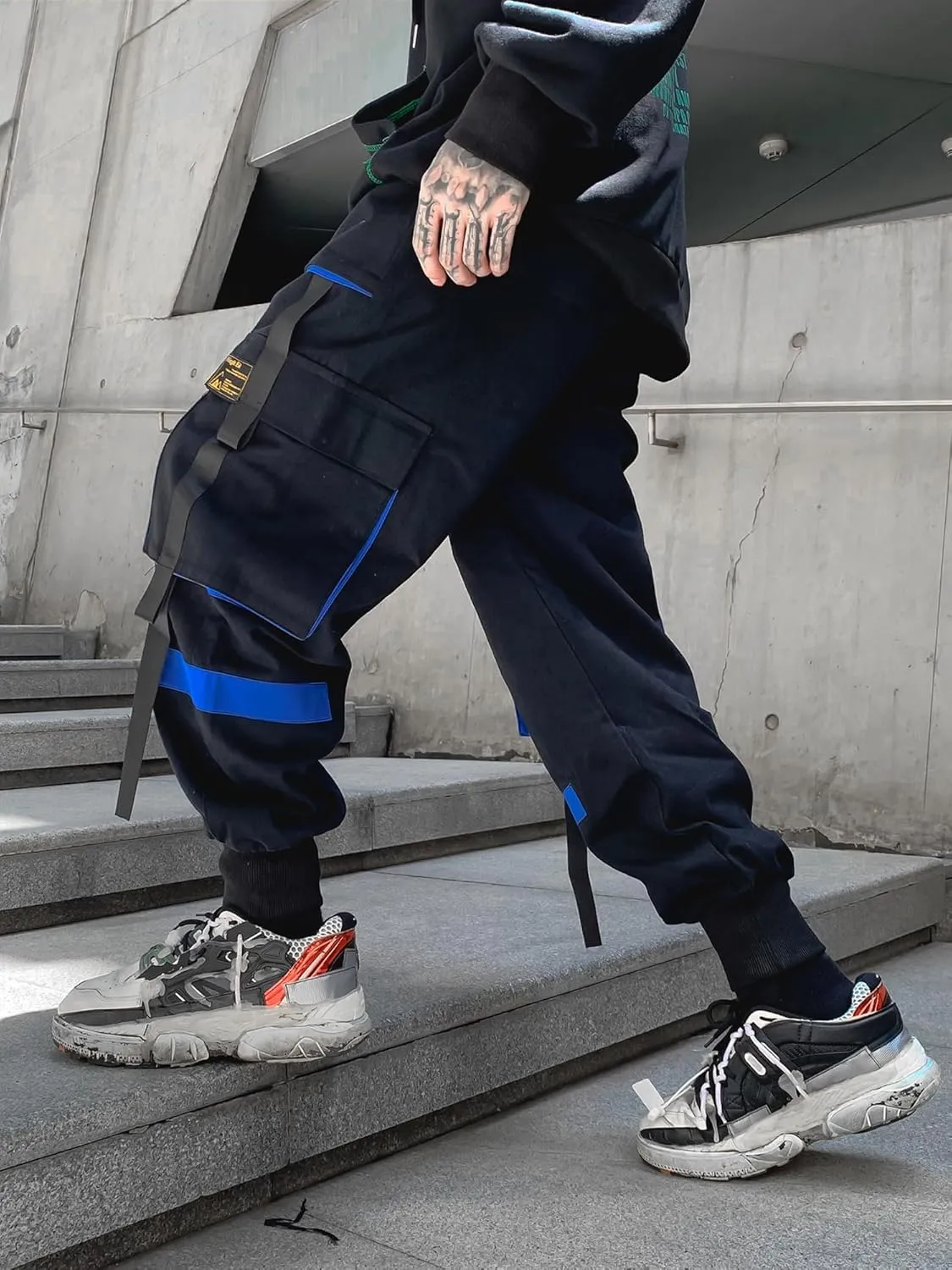 Men's Jogger Pants Techwear Hip Hop Harem Pants Streetwear Tactical Track Pants with Drawstring