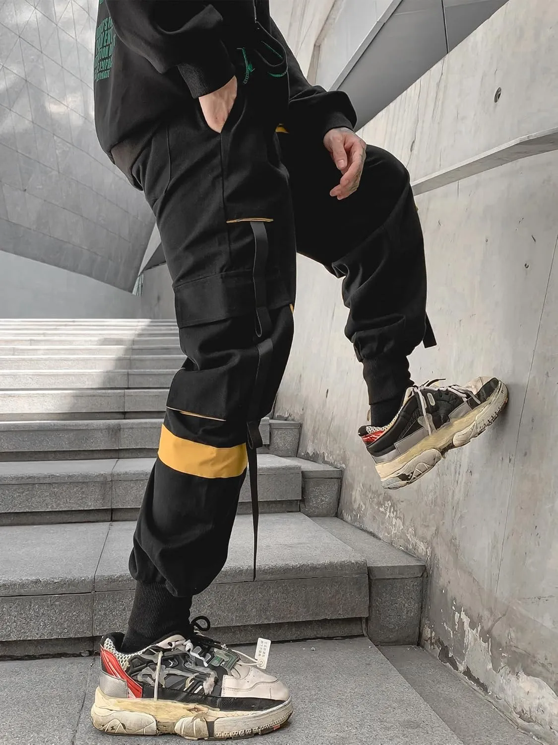 Men's Jogger Pants Techwear Hip Hop Harem Pants Streetwear Tactical Track Pants with Drawstring