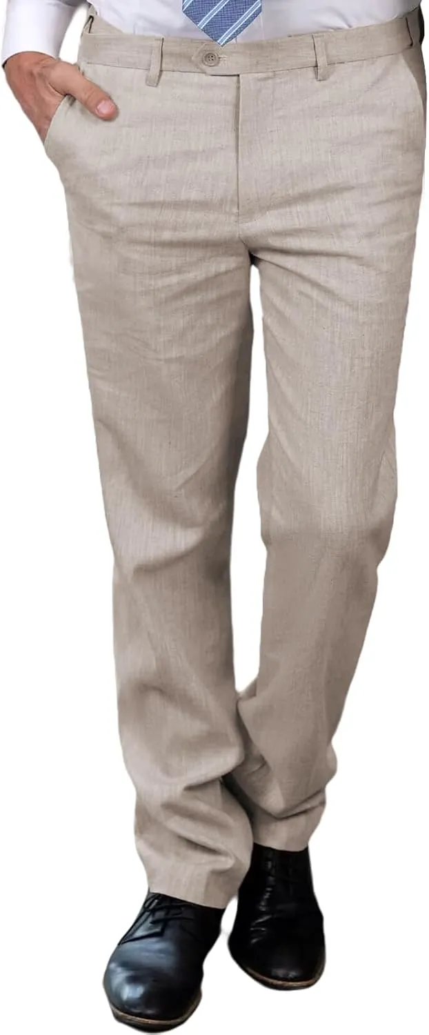 Men's Linen Pants Dress Lightweight Summer Business Linen Long Suit Pants
